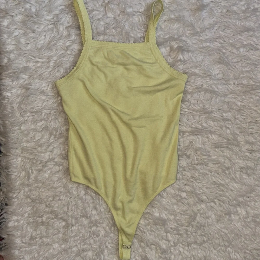 BP Square Neck Bodysuit Ribbed Yellow, Size Small - Picture 1 of 14
